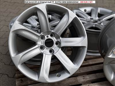 R18 5x112 (57,1) Original Audi TT  9J ET52 OEM 8J0601025AC gyári alufelnik felnik