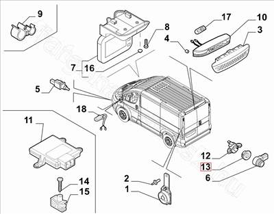 Tolató szenzor tartó külső - JUMPER, DUCATO, BOXER - 1350640080, 6590R0 -  - FIAT eredeti Eredeti új 1350640080