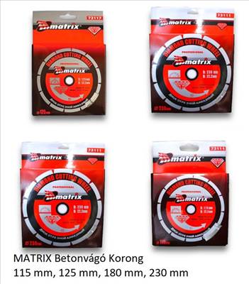 MATRIX Betonvágó Korong 115 mm, 125 mm, 180 mm, 230 mm 