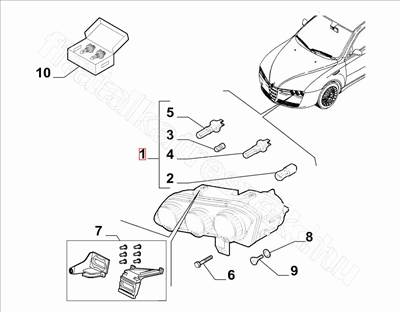 Bal első fényszóró       - 159, BRERA, SPIDER - 60695979 -  - FIAT eredeti Eredeti új 60695979