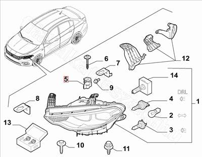 Fényszóró tartó csavar Tipo - TIPO - 52017578 -  - FIAT eredeti Eredeti új 52017578