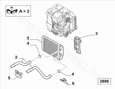 Fűtőradiátor      - JUMPER, DUCATO, BOXER - 77364073, 6448R0 -  - FIAT eredeti Eredeti új 77364073