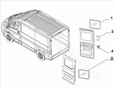 Bal hátsó ajtó üveg                - JUMPER, DUCATO, BOXER - 1356229080, 8744CJ -  - FIAT eredeti Eredeti új 1356229080