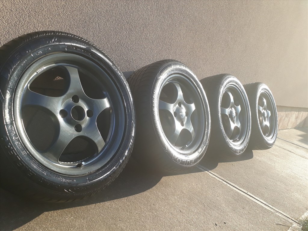  4x108 lyukosztású 16" felújított Borbet alufelni, rajta 225/55 használt Fulda nyári gumi gumi  1. kép