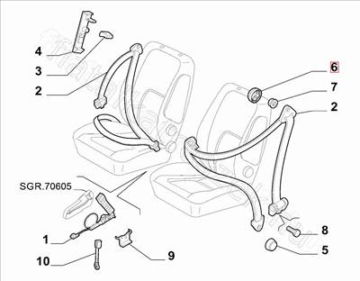 Biztonsági öv csavartakaró kupak - JUMPER, DUCATO, BOXER - 1395390080 -  - FIAT eredeti Eredeti új 1395390080