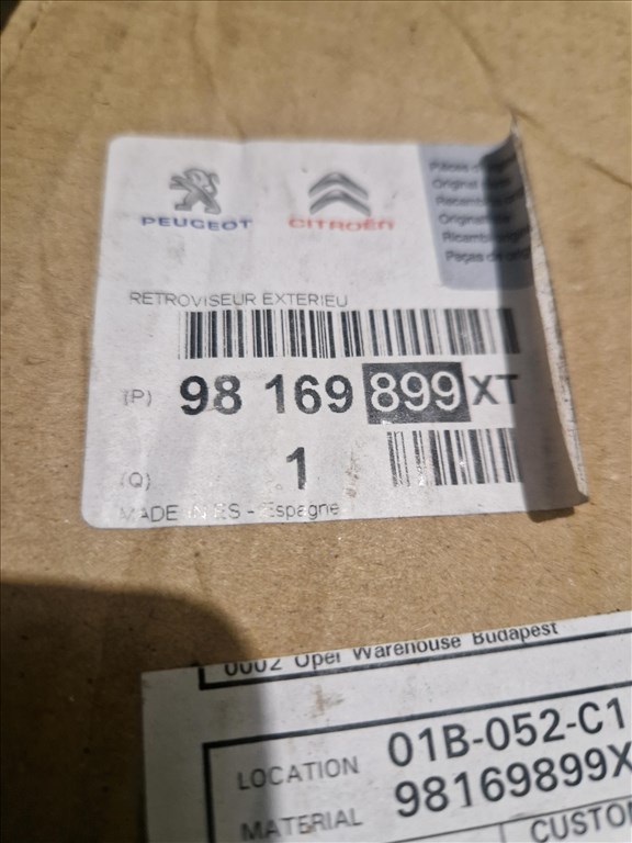 Opel,Citroen,Peugeot visszapillantó tükör  98169899 3. kép