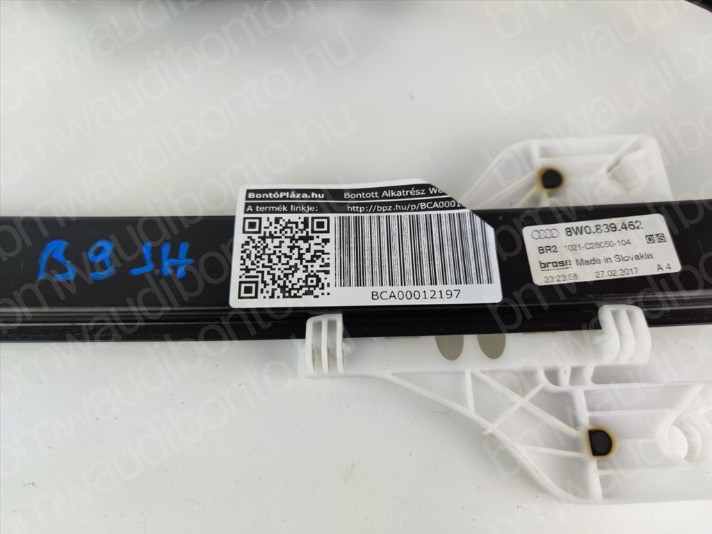 AUDI A4 B9 (8W2, 8WC) Jobb hátsó ajtó ablakemelő szerkezet (elektromos) (8W0839462, 8W0839462A) 3. kép