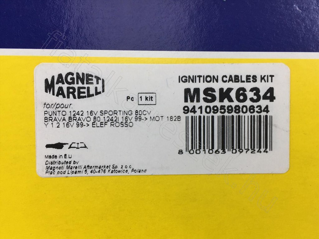 Gyújtókábel készlet - MAREA, BRAVO, ALBEA, BRAVA, Y, PUNTO - GD.MSK634, 941095980634 -  - MAGNETI MARELLI Gyári beszállítói új MSK634 2. kép