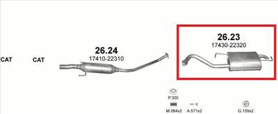 Polmo 26-23 hátsó kipufogó dob - TOYOTA Corolla (E120/E130)