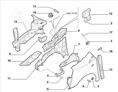 Sárvédő bal első - JUMPY, SCUDO, EXPERT, DISPATCH - 1400342488, 7840R6 -  - FIAT eredeti Eredeti új 1400342488