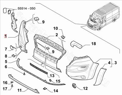 Jobb első lökhárító sarok fekete - JUMPER, DUCATO, BOXER - 735749743, 735684858 -  - FIAT eredeti Eredeti új 735749743