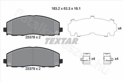 FÉKBETÉT KÉSZLET, TÁRCSAFÉK - JOURNEY, GRAND, JC,, FREEMONT, WRANGLER, ROUTAN - 2537801, 2537801 -  - TEXTAR Utángyártott új 2537801