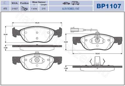 ELSŐ FÉKBETÉT ALFA145-146 D - 145, 146 - GD.BPQ1107 -  - MAGNETI MARELLI Utángyártott új BPQ1107