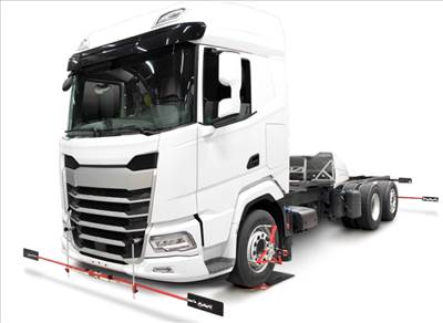 Mobil tgk-szgk-busz futóműállító, pontos, gyors, svéd gyártmány (Josam Camaligner)