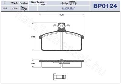FÉKBETÉT LANCIA - TERRA, IBIZA, ESCUDO, DELTA, RONDA, PRISMA - GD.BP0124 -  - MAGNETI MARELLI Utángyártott új BP0124