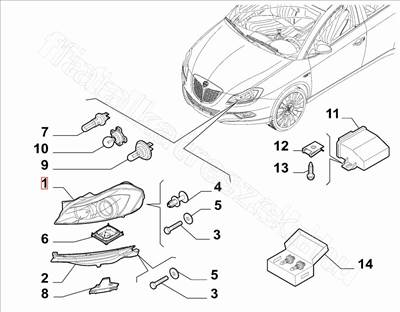 B. fényszóró Delta - DELTA - 51876348 -  - FIAT eredeti Eredeti új 51876348