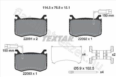 fékbetétkészlet, tárcsafék - GIULIA - 2209101, 2209101 -  - TEXTAR Egyéb 2209101