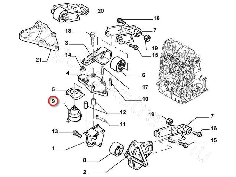 Jobb első motortartóbak - JUMPY, SCUDO, ZETA, EXPERT, ULYSSE, EVASION - UT.1484063080, AK.15616/3 -  - Akron Utángyártott új 1484063080 2. kép