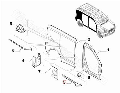J. e. ajtókeret erősítő elem - DOBLO, COMBO - 51917026, 51813586 -  - FIAT eredeti Eredeti új 51917026