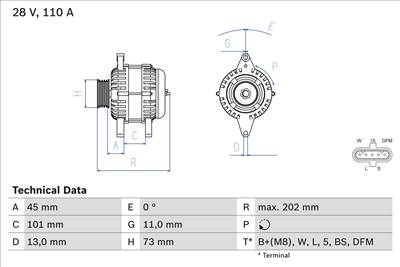 generátor BOSCH 0 986 049 350 for RENAULT, VOLVO