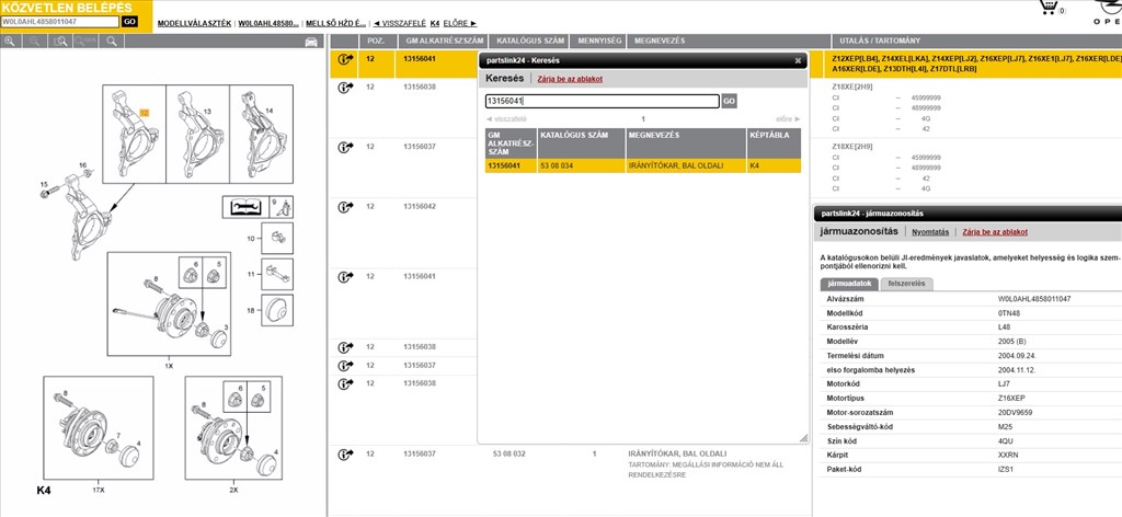 Bontásra: Opel Astra H Enjoy 1.6 (2005) benzin, csonkállvány szett 13156041 13156042 6. kép