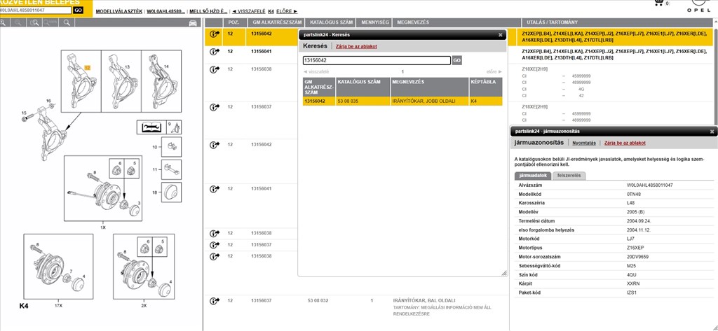 Bontásra: Opel Astra H Enjoy 1.6 (2005) benzin, csonkállvány szett 13156041 13156042 7. kép