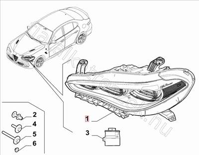 Bal első MATRIX LED fényszóró Giulia - GIULIA - 50580190, 50576980 -  - FIAT eredeti Eredeti új 50580190