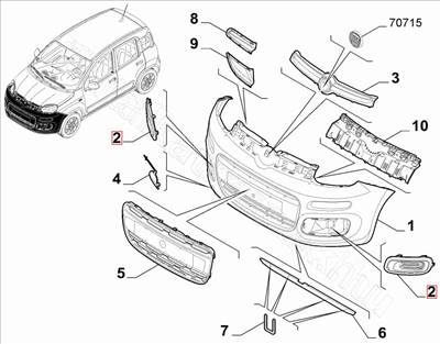Bal első lökhárító betét Panda - PANDA - 735537026, 6000632271 -  - FIAT eredeti Eredeti új 735537026