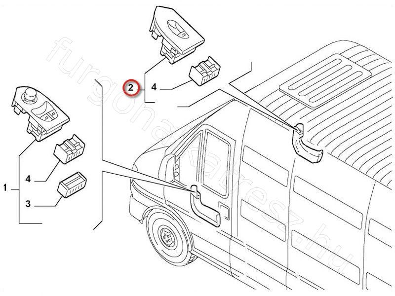 Ablakemelő kapcsoló - JUMPER, DUCATO, BOXER - 735315616 -  - FIAT eredeti Eredeti új 735315616 2. kép