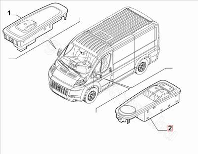 Ablakemelő kapcsoló - JUMPER, DUCATO, BOXER - 735532909, 1608706080 -  - FIAT eredeti Eredeti új 735532909