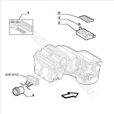Pollenszűrő  - MAREA, 145, BRAVO, MULTIPLA, BRAVA - 60653641, 60813739 -  - FIAT eredeti Eredeti új 60653641