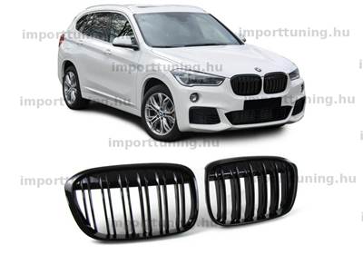 BMW X1 F48 2015-2019 Single Line Fényes Fekete Hűtőrács