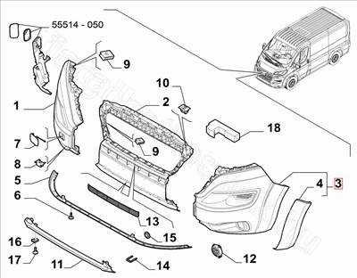 Bal első lökhárító sarok fekete (Heavy) - JUMPER, DUCATO, BOXER - 735749748, 1637293980 -  - FIAT eredeti Eredeti új 735749748