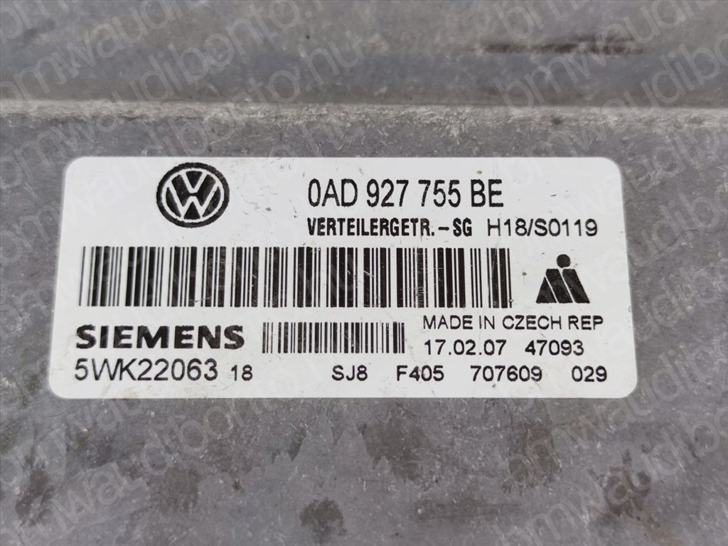 VOLKSWAGEN TOUAREG (7LA, 7L6, 7L7)  3.0 TDI Automataváltó vezérlőegység/modul (0AD927755BE) 2. kép
