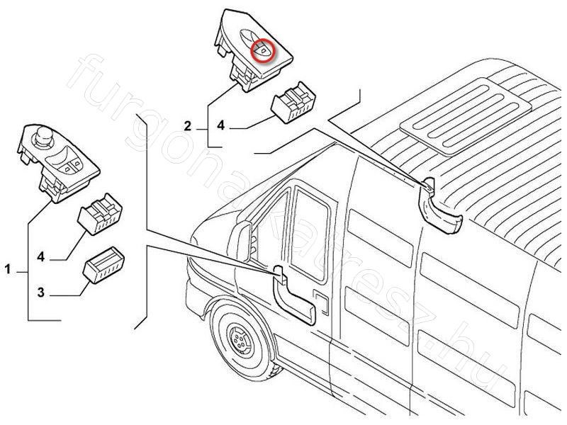 Ablakemelő kapcsoló - JUMPER, DUCATO, BOXER - MAN-2310, 735315616 -  - MC.A.R Utángyártott új 735315616 3. kép