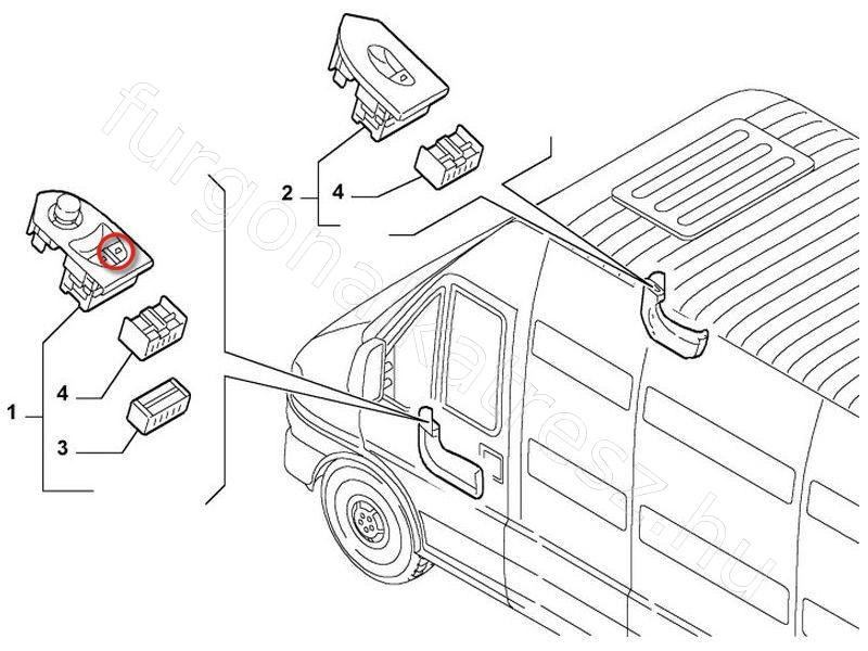 Ablakemelő kapcsoló - JUMPER, DUCATO, BOXER - MAN-2320, FT91955 -  - MC.A.R Utángyártott új  3. kép