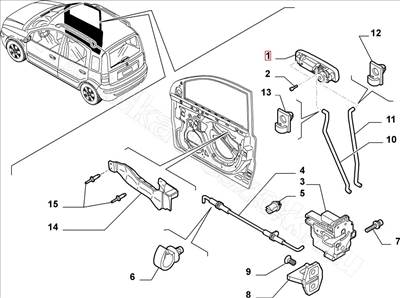 Bal hátsó kilincs - PANDA - 735371237 -  - FIAT eredeti Gyári beszállítói új 