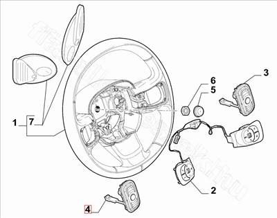 Bal oldali kormány kapcsoló - 500L - 53270910, 53251033 -  - FIAT eredeti Eredeti új 53270910