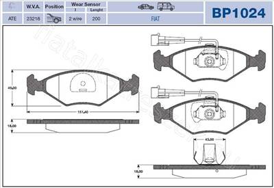 ELSŐ FÉKBETÉT PALIO-SIENA - ALBEA, PALIO - GD.BPQ1024 -  - MAGNETI MARELLI Utángyártott új BPQ1024