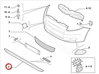 Spoiler lökhárító aljára - GRANDE, PUNTO - 51702105 -  - FIAT eredeti Eredeti új 51702105