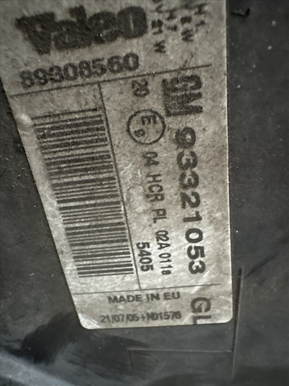 13877 Opel Meriva A 2003-2010 Jobb első Lámpa Fényszóró 93321053 6. kép