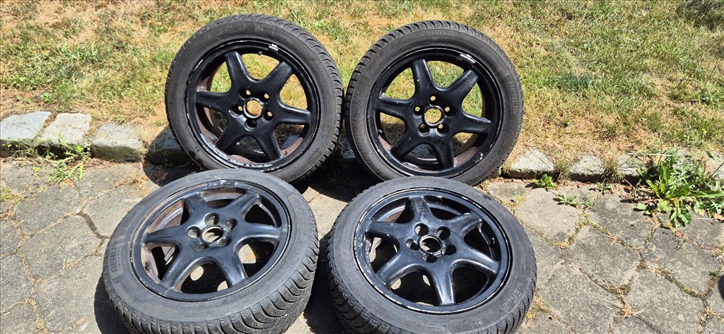  5x100 lyukosztású 15" használt alufelni, rajta 195/50 használt négyévszakos gumi gumi  6. kép