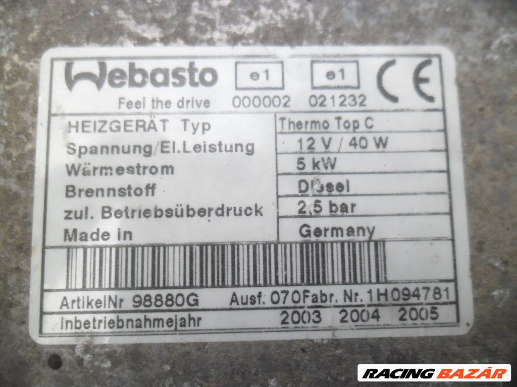 Citroën C8 I Webasto állófűtés 2. kép