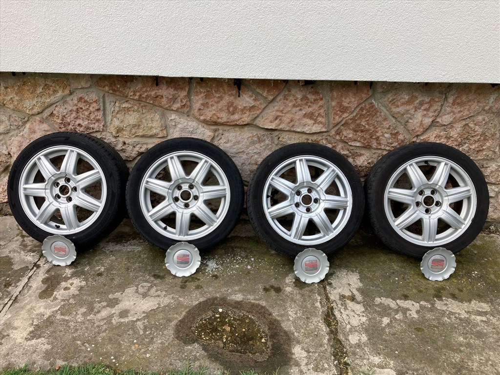  5x100 lyukosztású 16" használt alufelni, 205/45 használt nyári gumival 1. kép