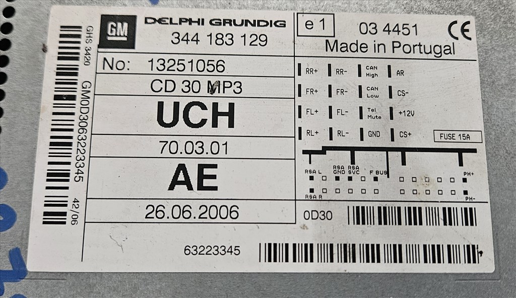 Opel Astra H, Opel Zafira B Rádió Cd 30 mp3 13251056 3. kép