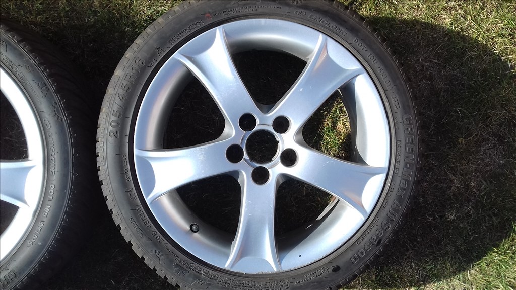  5x100 osztású 6,5J 16" használt (gyári felni) alufelni Vw Seat Skoda 205/45 négyévszakos gumikkal 5. kép