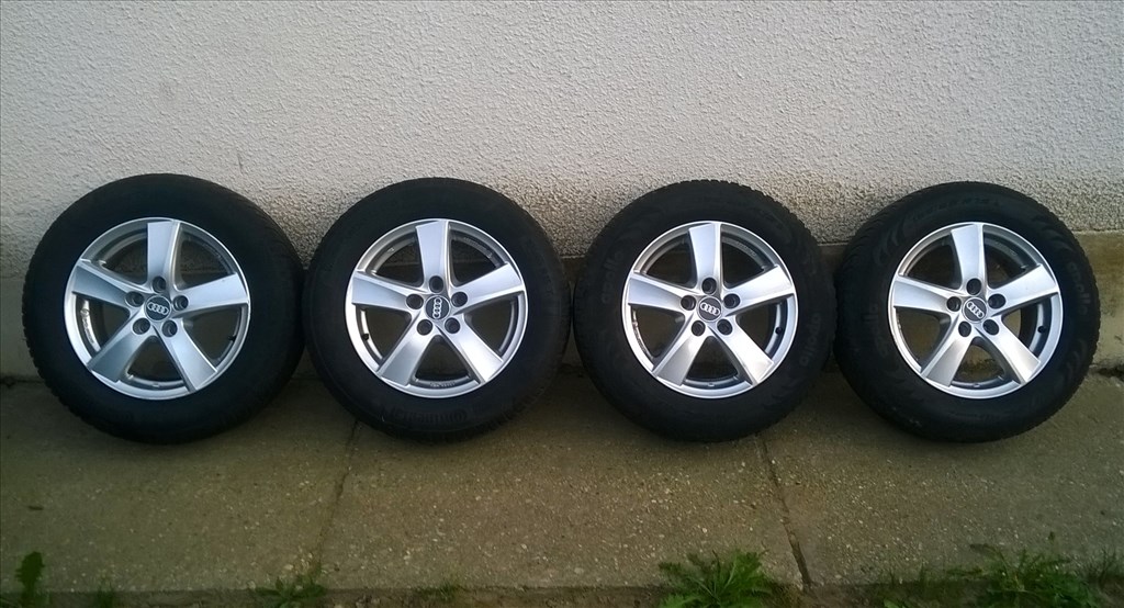 Eladó 4db 15-ös 5x112-es Audi,Vw,Skoda,Seat alufelni 195/65r15 Continental-Apollo téli gumival 1. kép