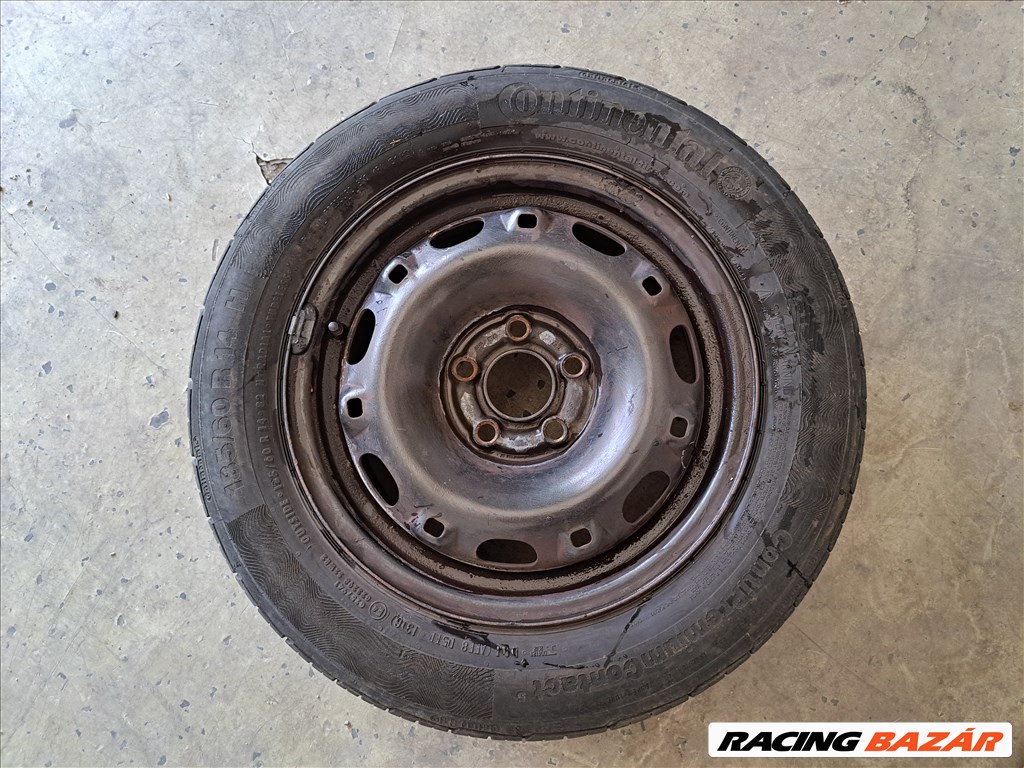 2db 5x100 14" Skoda Seat Volkswagen gyári Acélfelni Lemezfelni pótkerék Continental gumival 1. kép