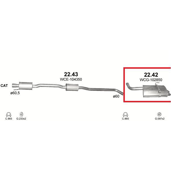 Polmo 22-42 hátsó kipufogó dob - ROVER 75 2. kép