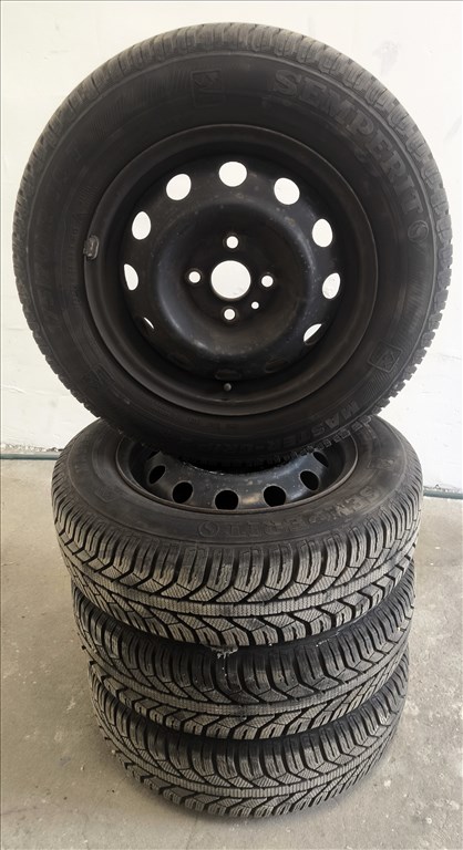  Lemezfelni 14"-os 4x100, gyári lemezfelni, rajta 175/70R14 újszerű Semperit Master G 2 téli gumi   1. kép